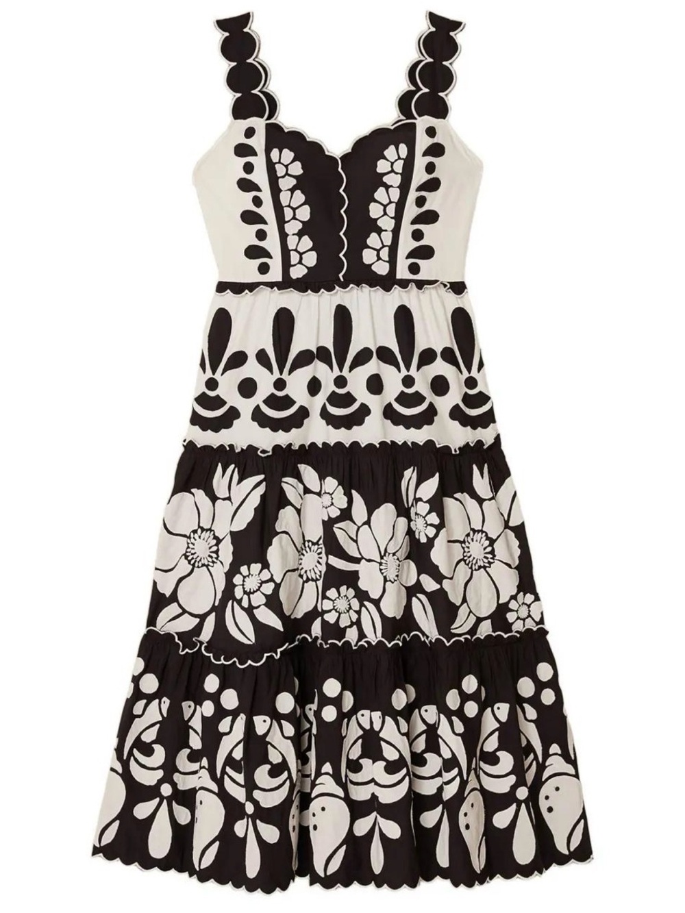 FARM Rio Black & White Floral Tiered Maxi Dress - Picture 8 of 8
